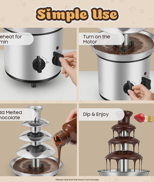 4-Laags Chocoladefontein Machine 1.8L - Perfect voor Feesten, Bruiloften & Verjaardagen
