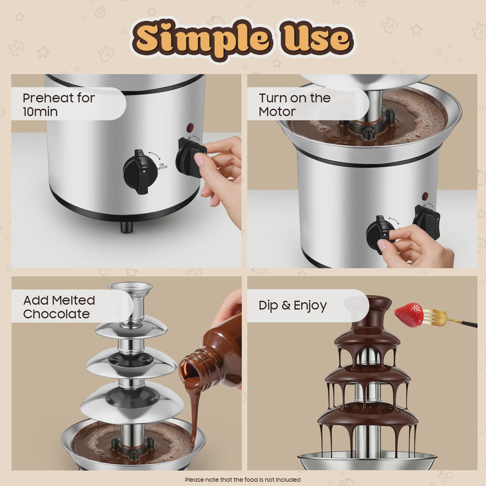 4-Laags Chocoladefontein Machine 1.8L - Perfect voor Feesten, Bruiloften & Verjaardagen