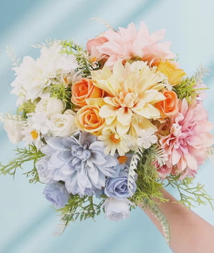 Kunstboeket Rozen, Dahlia's & Hydrangea's - Decoratie voor Huis, Bruiloft & Tuin