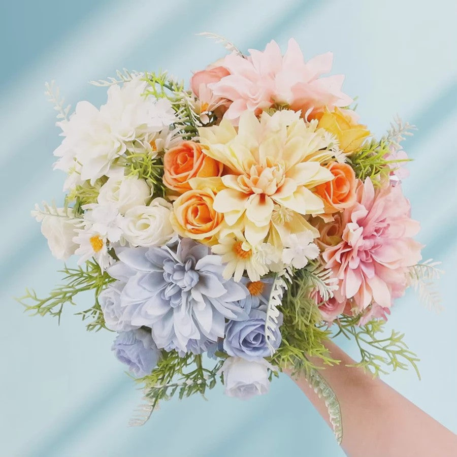 Kunstboeket Rozen, Dahlia's & Hydrangea's - Decoratie voor Huis, Bruiloft & Tuin