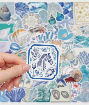 10/30/50/100 Stuks Leuke INS Stijl Cartoon Blauw Roze Kust Esthetiek Stickers DIY Laptop Notebook Koffer Decoratie