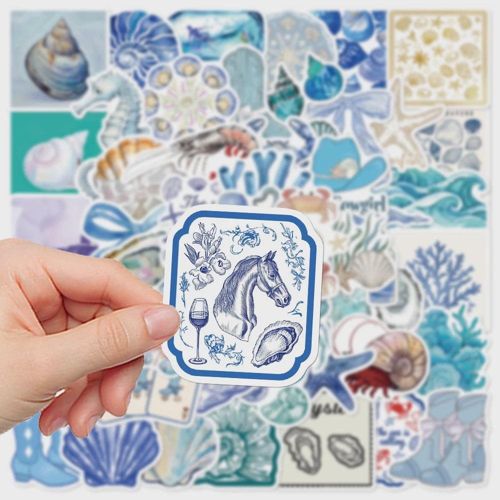 10/30/50/100 Stuks Leuke INS Stijl Cartoon Blauw Roze Kust Esthetiek Stickers DIY Laptop Notebook Koffer Decoratie