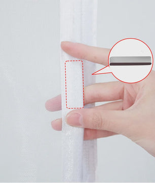 White side opening mosquito proof door curtain, magnetic suction design, invisible mosquito proof, no drilling installation