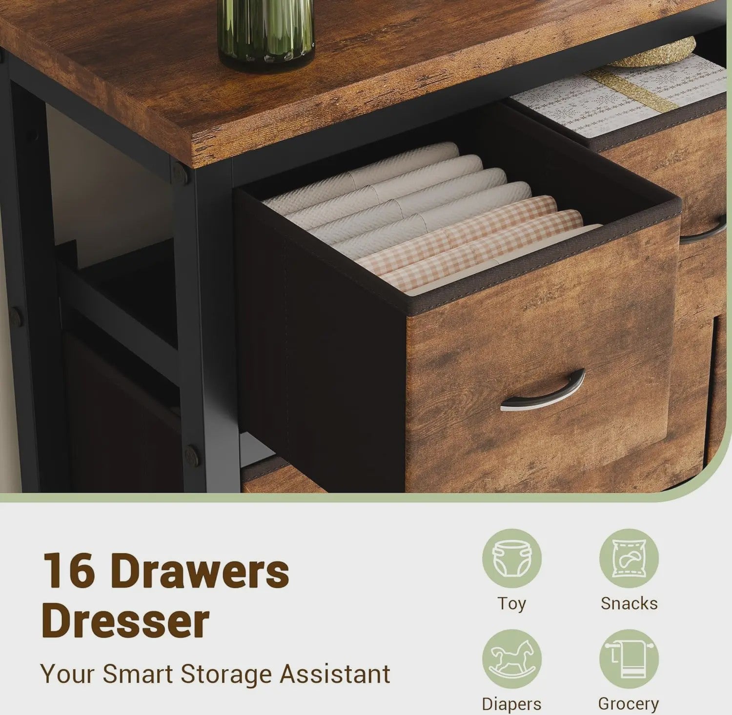 Ladekast met 16 Lades - Hoge Commode Organizer voor Slaapkamer