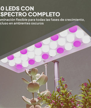 Outsunny Groeilamp voor Binnenplanten - 30 LED's, Volledig Spectrum, In Hoogte Verstelbaar met Timer