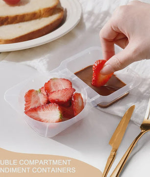 Draagbare Dubbel Compartiment Container met Deksel - Ideaal voor Snacks en Kruiden op Picknick