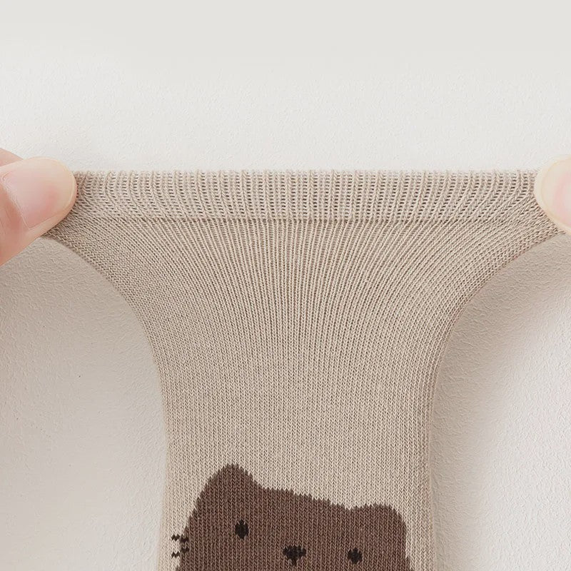 6 Paar Antislip Sokken Kinderen - Schattige Dierenprint (Vos & Beer) - Comfortabel voor Peuters