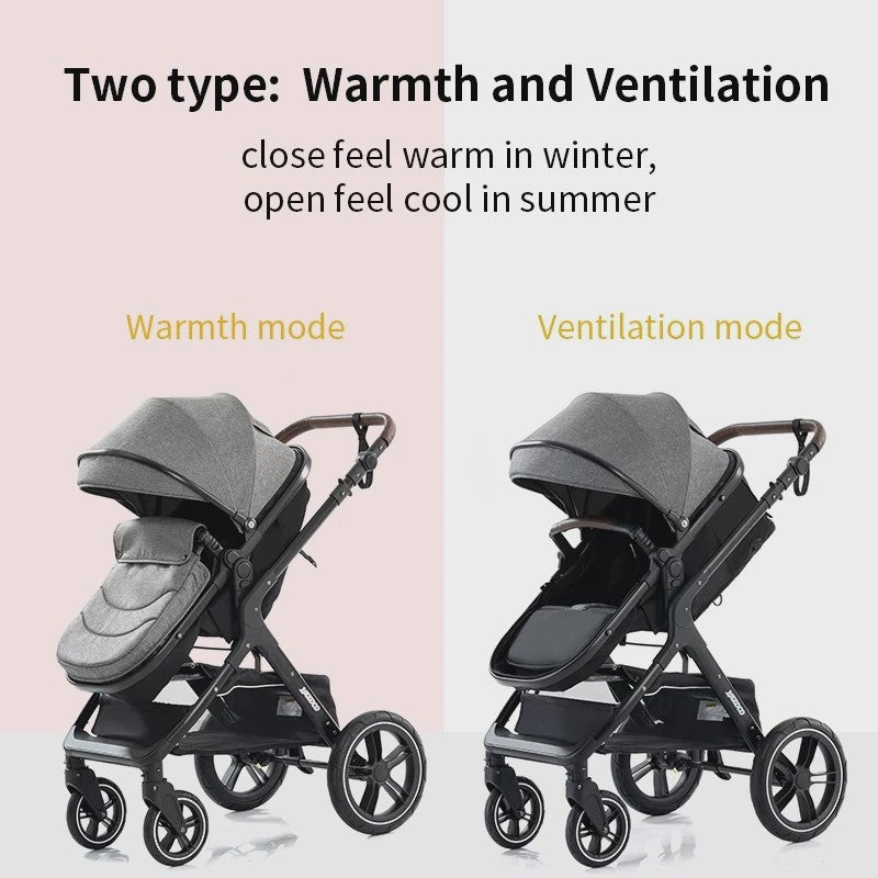 3-in-1 Multifunctionele Kinderwagen - Lichtgewicht en Compact met Babyzitje en Reiswieg