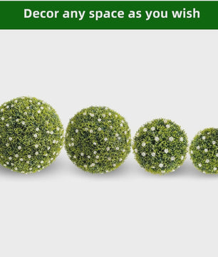 Kunst Buxusbollen met 11 Witte Bloesems - Decoratieve Tuin- en Huisdecoratie