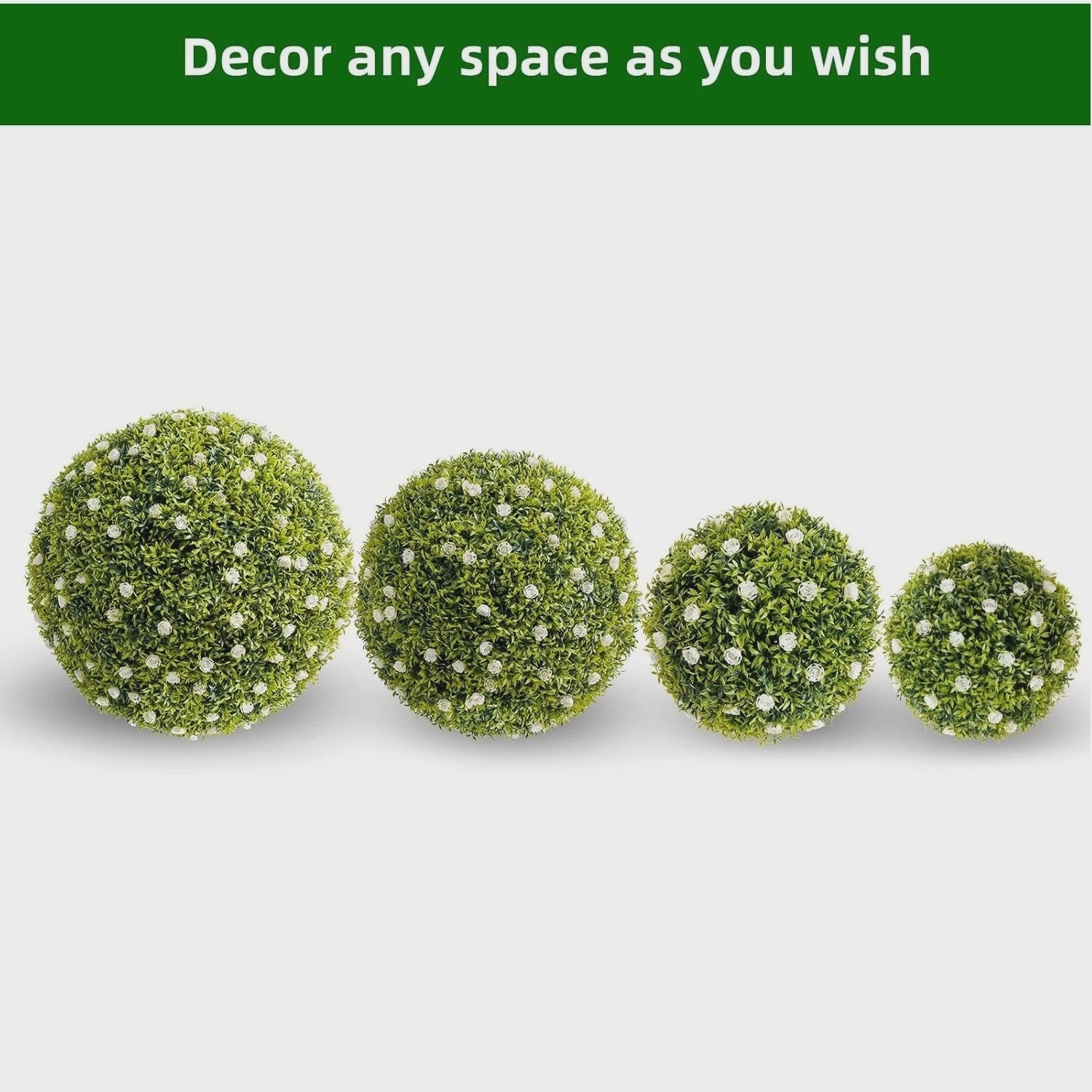 Kunst Buxusbollen met 11 Witte Bloesems - Decoratieve Tuin- en Huisdecoratie