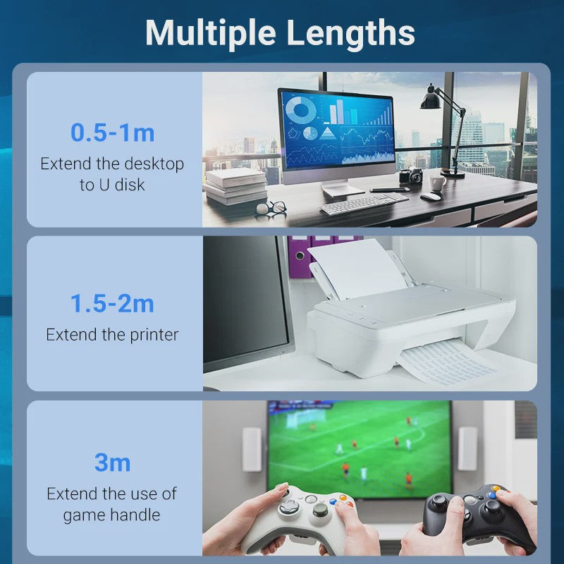 Vention USB 3.0 Verlengsnoer - Snelle Dataoverdracht voor PC, TV, Console & Meer