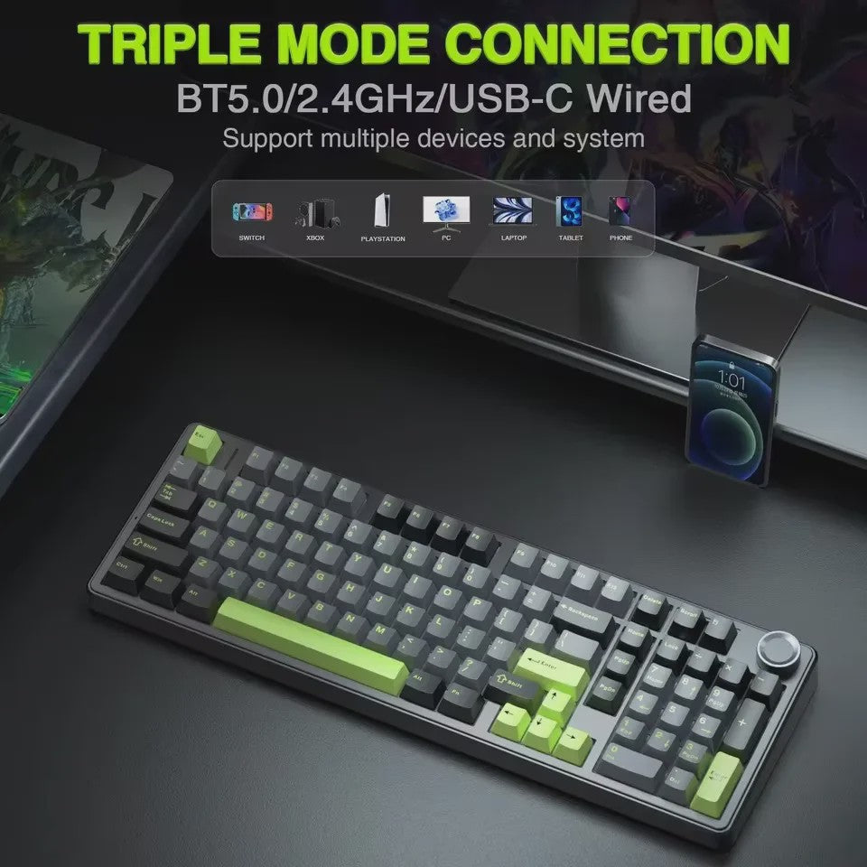 AULA F99PRO Mechanisch Gaming Toetsenbord - 99 toetsen, 3 Modi, Hot-Swappable, Gasket Structuur, Media Knop