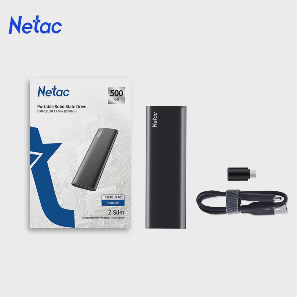 Netac Externe Draagbare SSD 500GB - 2TB | 550MB/s USB 3.2 | Compact & Snel
