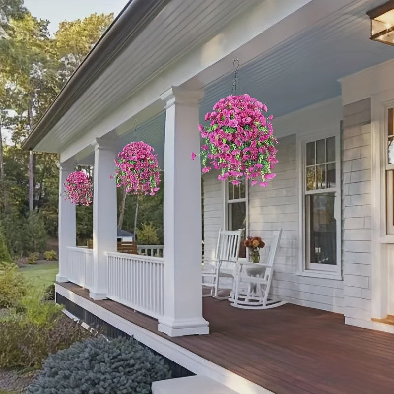 2x Kunstplant Ochtendgloren & Eucalyptus Hangdecoratie - UV-bestendig, Weerbestendig voor Buiten, Tuin, Huis & Bruiloften
