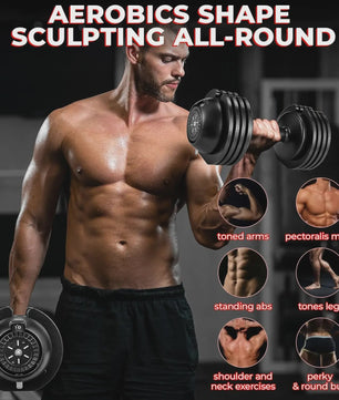 Verstelbare Dumbbells Set 1.5-24 kg met 5 Gewichtsniveaus - Compact en Efficiënt Trainen