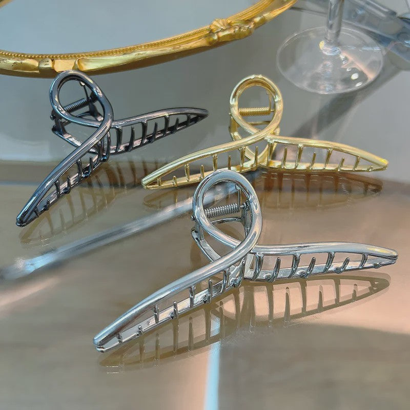 Grote Metalen Klauw Haarclip 13.5cm - Trendy Holle Haarpin voor Dames