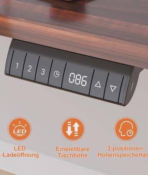Elektrisch Verstelbaar Bureau 140x70 cm met 3 Geheugenfuncties en USB