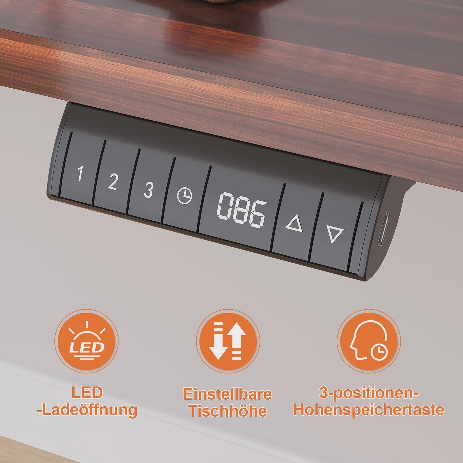 Elektrisch Verstelbaar Bureau 140x70 cm met 3 Geheugenfuncties en USB