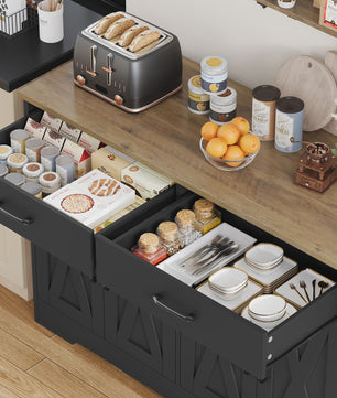 Zwarte Sideboard Kast met 2 Lades en 4 Deuren - 120cm Breed