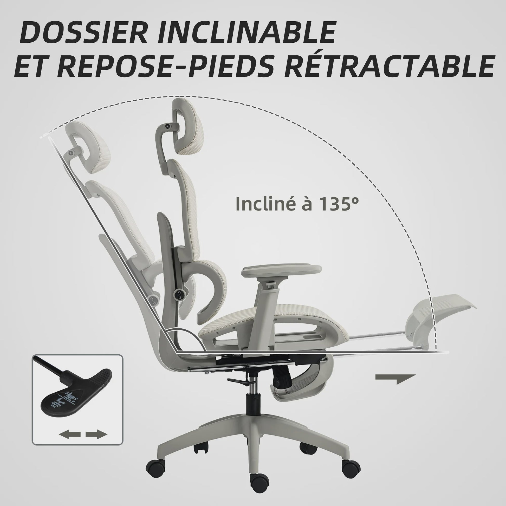 Ergonomische Bureaustoel Beige Mesh met Verstelbare Hoofdsteun en 3D Armleuningen