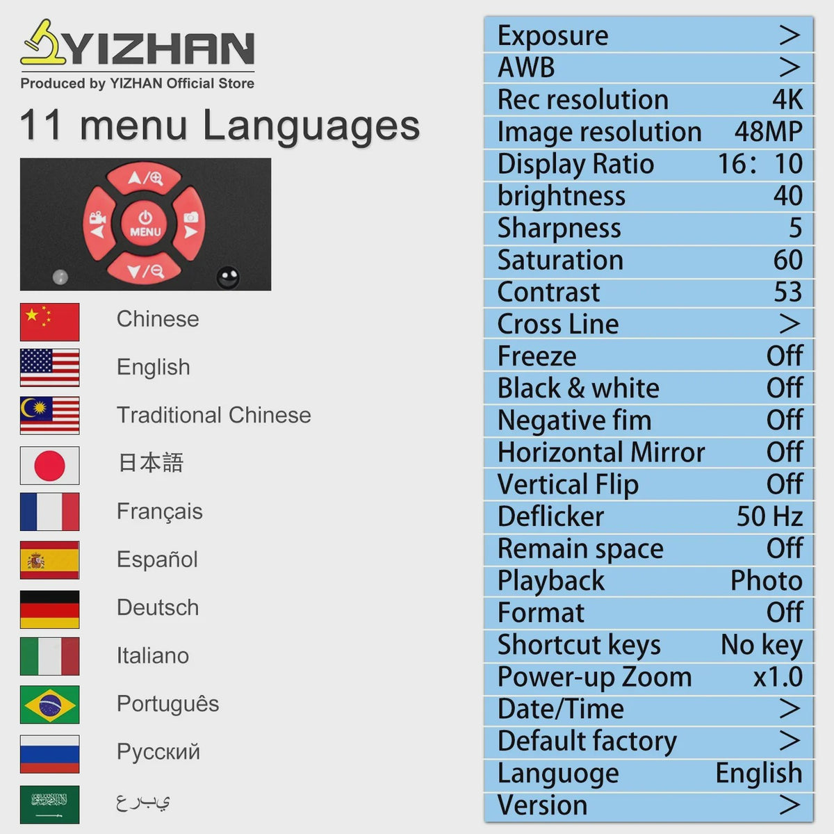 YIZHAN 60MP 4K Digitale Microscoop met HDMI/USB, 150x Zoom en Verstelbare Arm