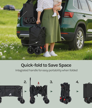 Opvouwbare Tuinwagen 150L met Zijvakken en Bekerhouders - Stevige Trolley voor Camping en Strand