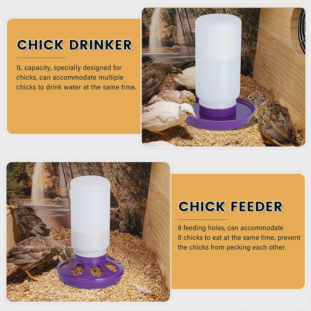 Automatische 1L Kippenvoerbak en Waterdispenser voor Kuikens en Vogels