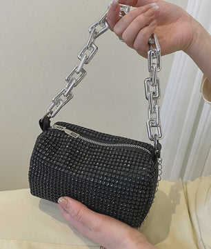 Glamoureuze Strass Bucket Bag met Glitter Ketting - Mini Crossbody Tasje