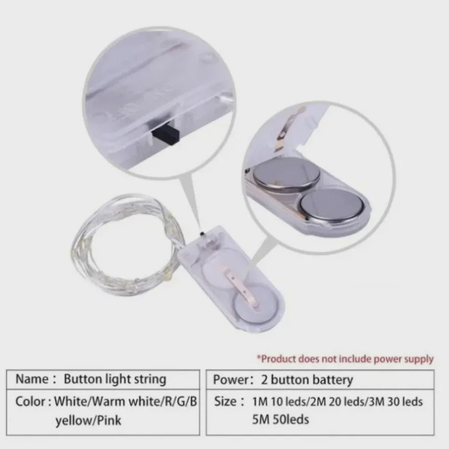 Waterdichte LED Snoer Verlichting - 1-5M Koperdraad - Batterij Aangedreven - Feest & Kerst Decoratie