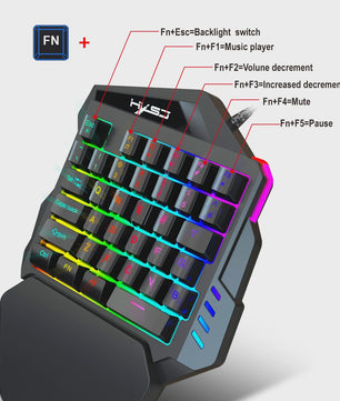 Ergonomisch Eénhandig Gaming Toetsenbord - Compact 35-Key Design met RGB Verlichting en Polssteun