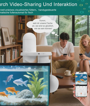 Aquariums Fish Feeder with 2.5K Camera, App Control, Moisture Resistant Holiday Feeder, Precision Feeding System, Visual Monitor