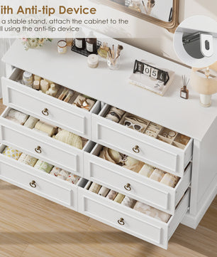 Stijlvolle Ladekast met 6 Lades - 120cm Breed - Houtnerf - Sideboard Kast voor Slaapkamer & Woonkamer