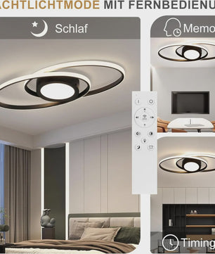 Moderne Zwarte LED Plafondlamp 48W Dimbare met Afstandsbediening & Kleurtemperatuur 3000K-6500K