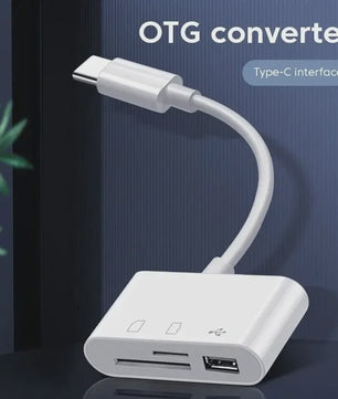 USB-C 3-in-1 Hub: SD/TF Kaartlezer & USB Poort voor Telefoon, Tablet & Laptop