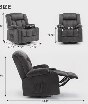 COMHOMA Relaxfauteuil met Verstelbare Voetensteun, Bekerhouders en Zijvakken