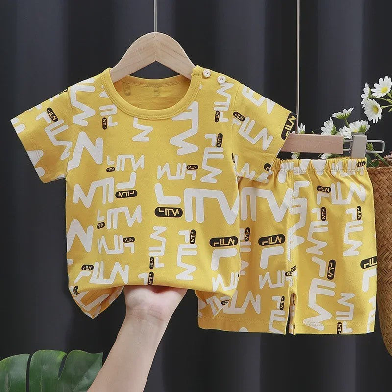 Schattige Kinder T-shirt & Short Set - 100% Katoen met Leuke Cartoon Prints