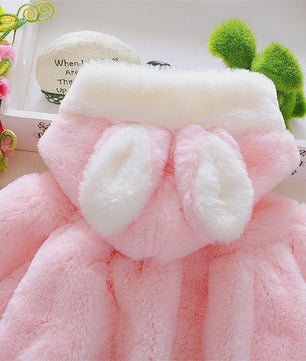 Schattige Baby Meisjes Cape met Konijnenoren - Fleece Jasje voor Herfst/Winter