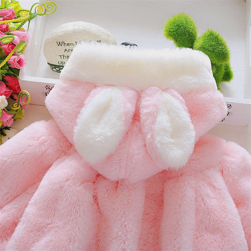 Schattige Baby Meisjes Cape met Konijnenoren - Fleece Jasje voor Herfst/Winter