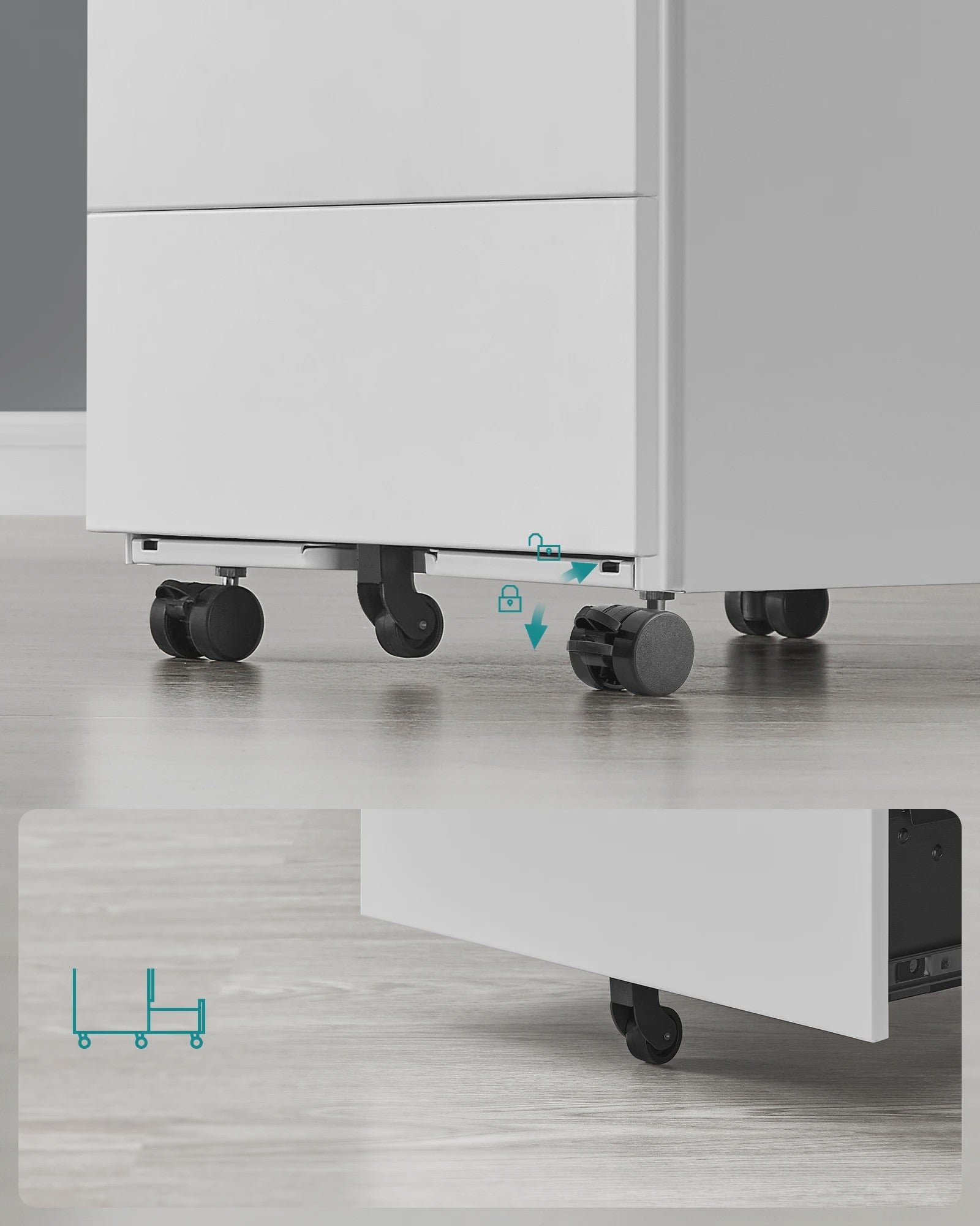 Mobiele Archiefkast op Wielen met 4 Lades en Slot - Metaal