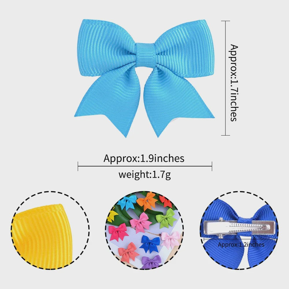 Set van 10 Handgemaakte Strikjes Haarclips voor Baby Meisjes - Lint Strikjes Haaraccessoires