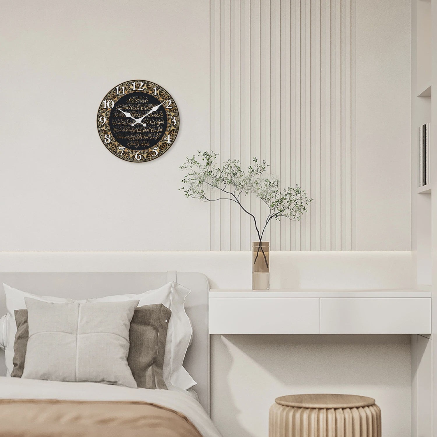 Islamitische Kalligrafie Houten Wandklok - Stille Quartz Beweging & Decoratie