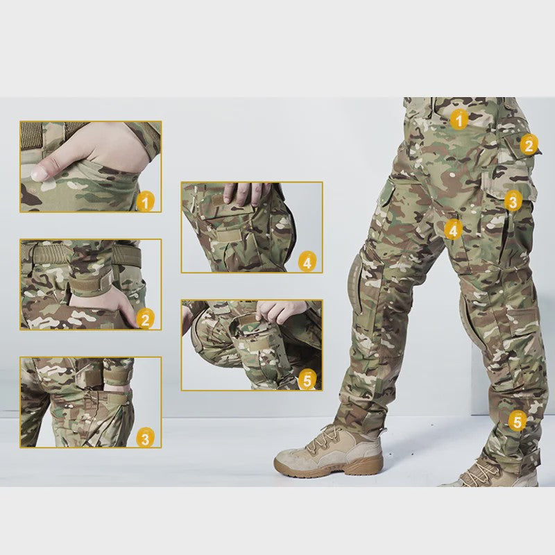 Tactisch Camouflage Uniform Set: Cargo Broek & Shirt voor Heren