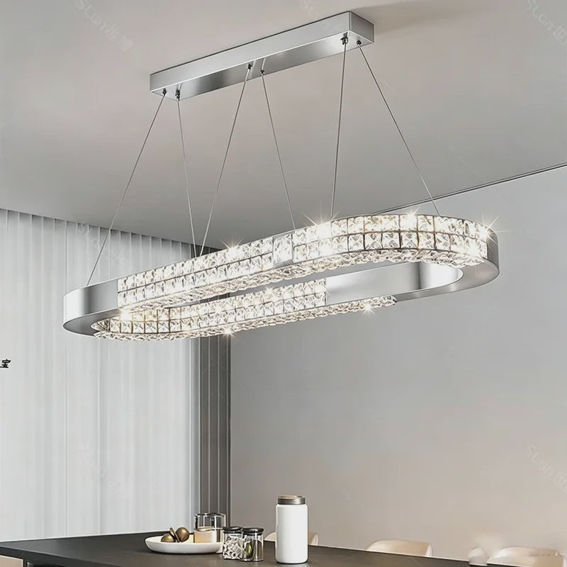 Luxe Kristallen Plafondlamp - Moderne Hanglamp voor Eetkamer & Woonkamer