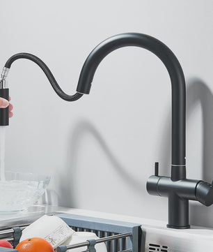 Keukenmengkraan met Uittrekbare Douchekop en Waterfilter - Messing