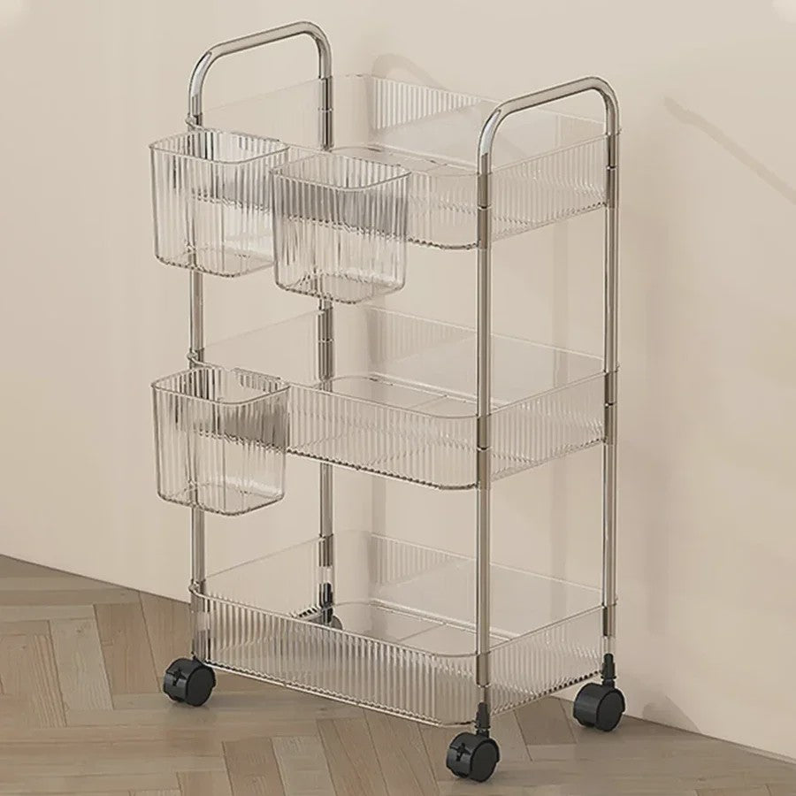 Luxe Transparante Acryl Rolkar met 2, 3 of 4 Lagen - Verrijdbare Opbergwagen
