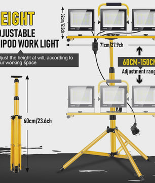 300W LED Werkverlichting met Verstelbaar Statief - IP66 Waterdicht & Draagbaar