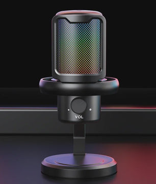 RGB Gaming Microfoon voor PC met Geluidsdemping, Koptelefoonuitgang & Touch-Mute