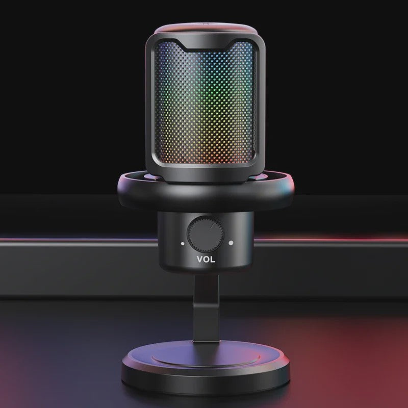 RGB Gaming Microfoon voor PC met Geluidsdemping, Koptelefoonuitgang & Touch-Mute