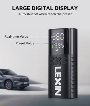 Lexin P4 Draagbare Smart Air Pump - 4000mAh Compressor voor Auto, Motor, Fiets met LED Digitaal Display