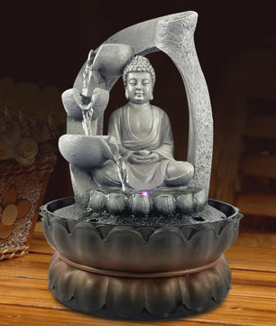 Zen Boeddha Waterval Tafeldecoratie met LED Verlichting